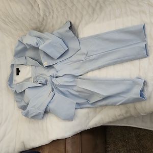 J. Crew Cotton Suit w/ Slim Single-Button Blazer and Cropped Pant